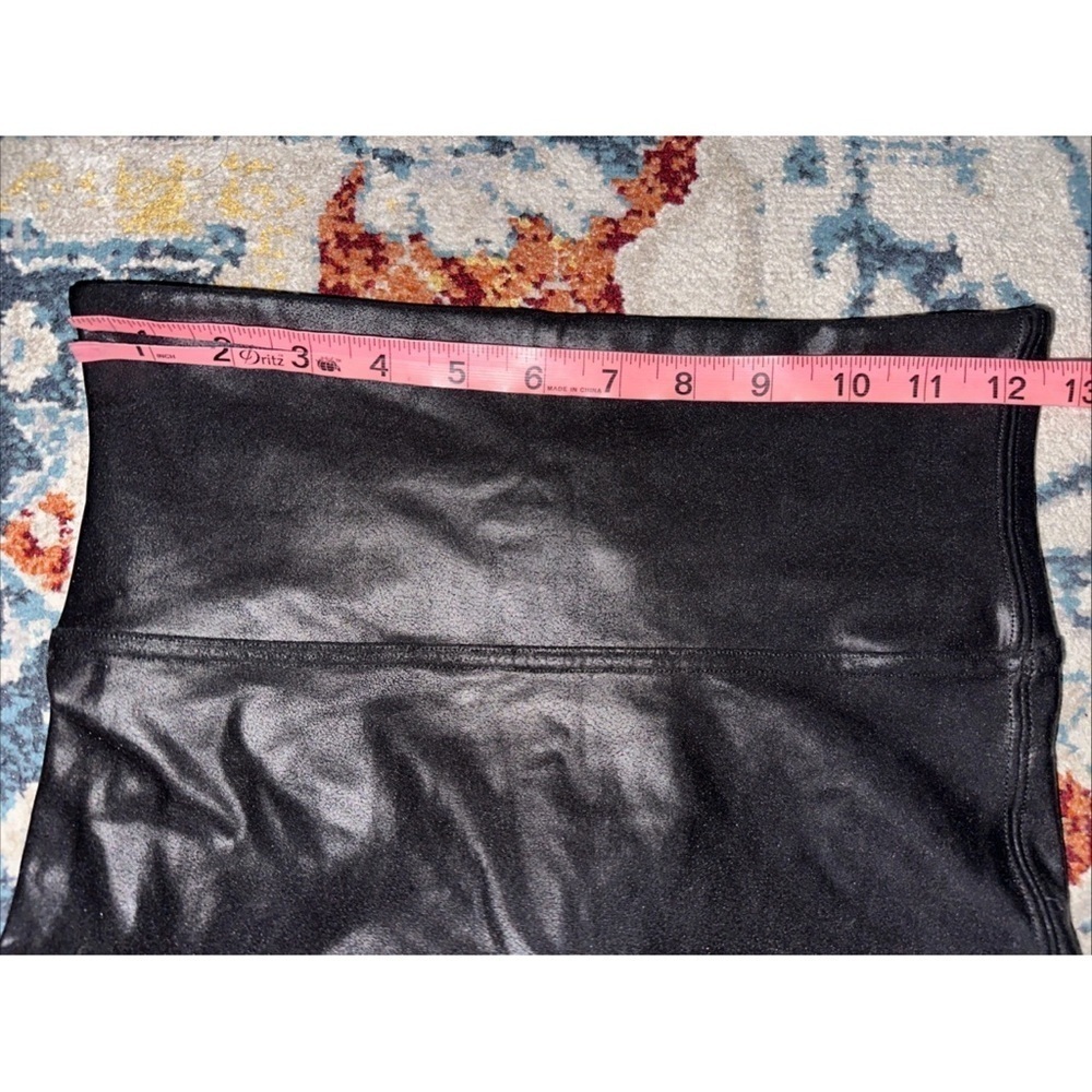 Spanx Leggings Womens Sz M Faux Leather Moto Black Pants Slimming Stretch Skinny - Picture 9 of 12